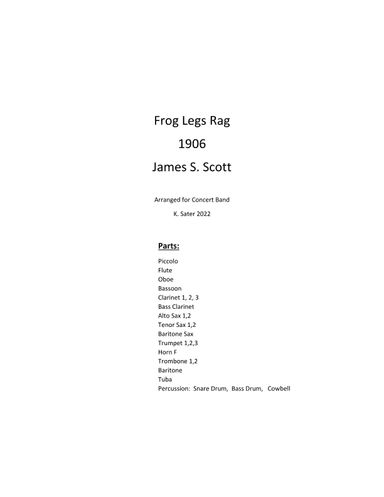 Frog Legs Rag (arr. K.Sater)