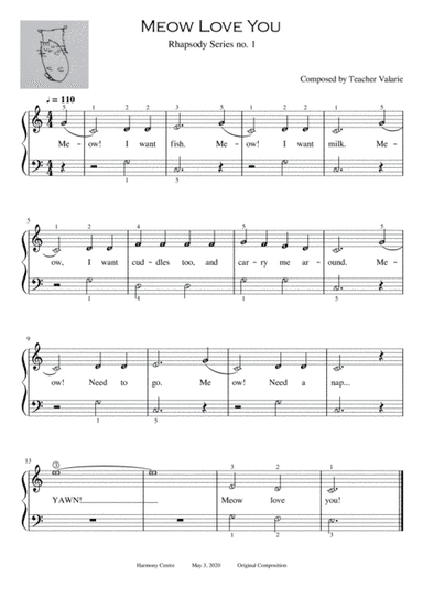 Meow Love You (Rhapsody Series no. 1) C position Easy Piano