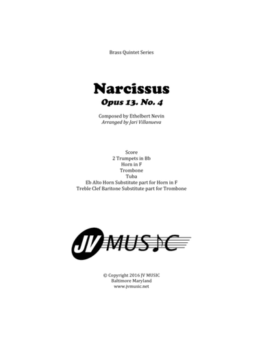 Narcissus Opus 13. No. 4 (arr. Jari Villanueva)