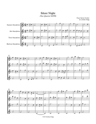 Silent Night (Sax Quartet SATB) (arr. Jordan Grigg)