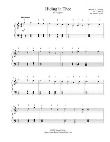 Hiding in Thee - for easy piano (arr. Samuel Stokes)