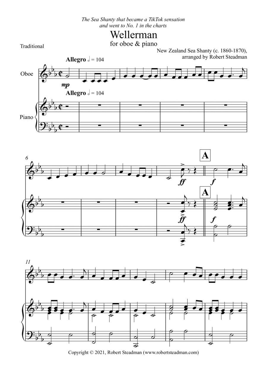 Wellerman (Oboe & Piano) (arr. Robert Steadman)
