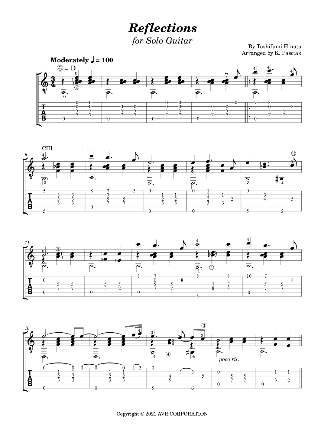 Reflections Toshifumi Hinata (arr. Kenneth Pasciak)
