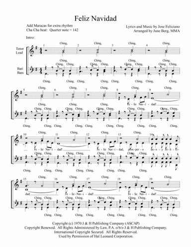 Feliz Navidad (arr. June Berg, MMA)