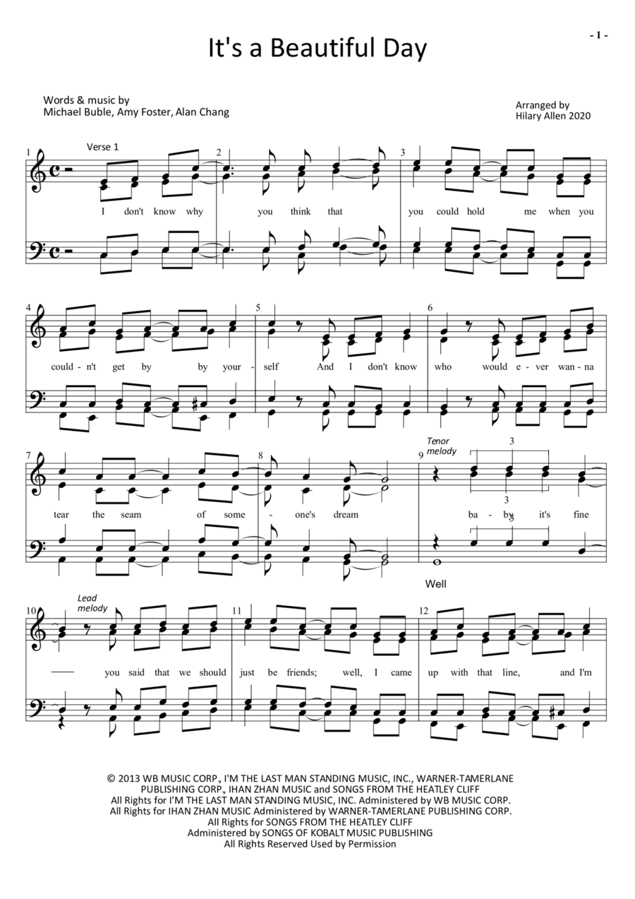 It's A Beautiful Day (arr. Hilary Allen)