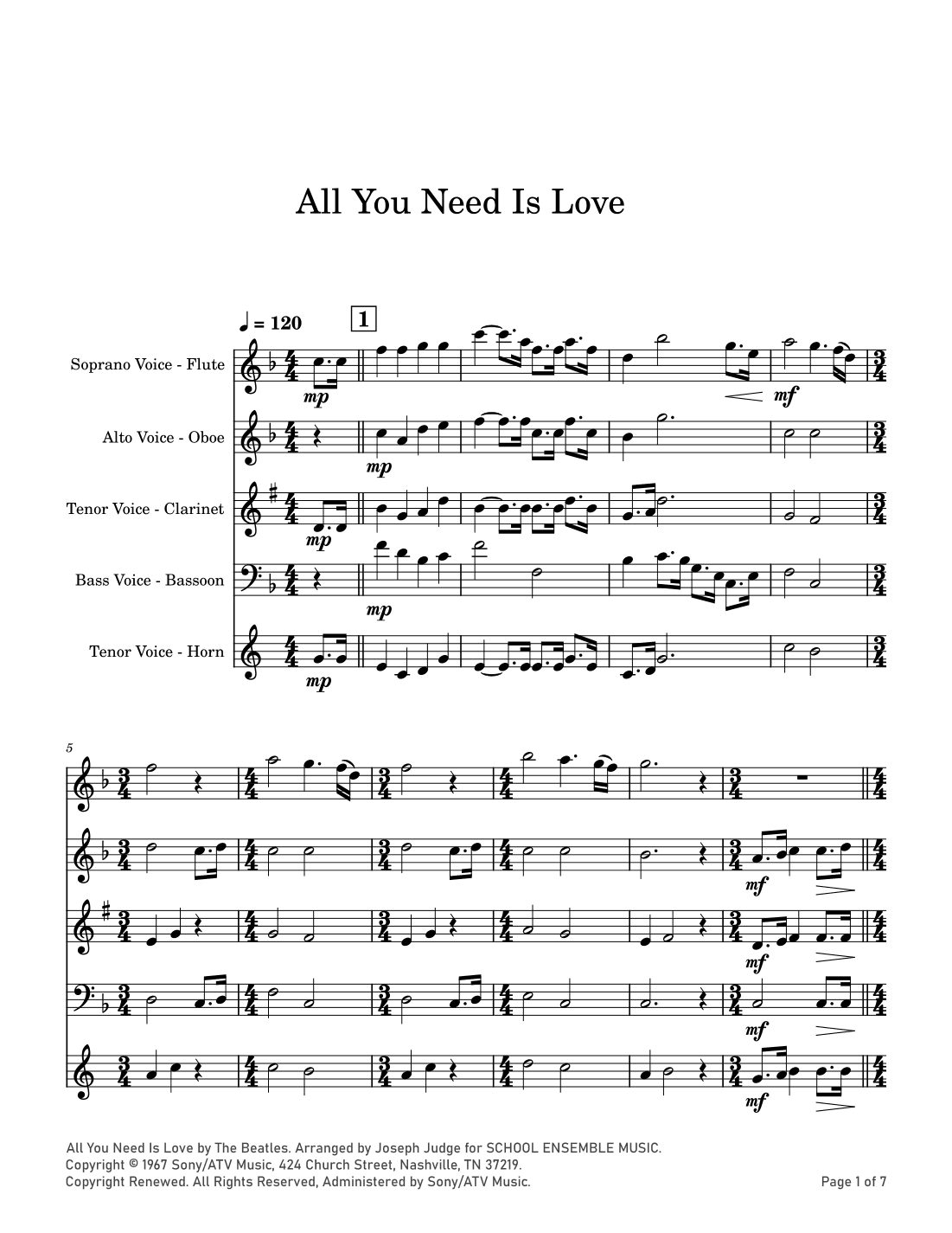 All You Need Is Love (arr. Joseph Judge)