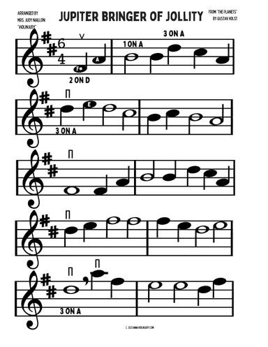 Jupiter The Bringer of Jollity from "The Planets" by Holst (arr. Mrs. Judy Naillon "ViolinJudy")
