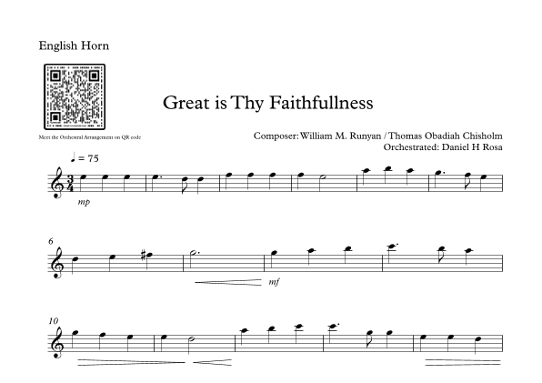 Great is Thy Faithfullness - Easy English Horn (arr. Daniel H Rosa)
