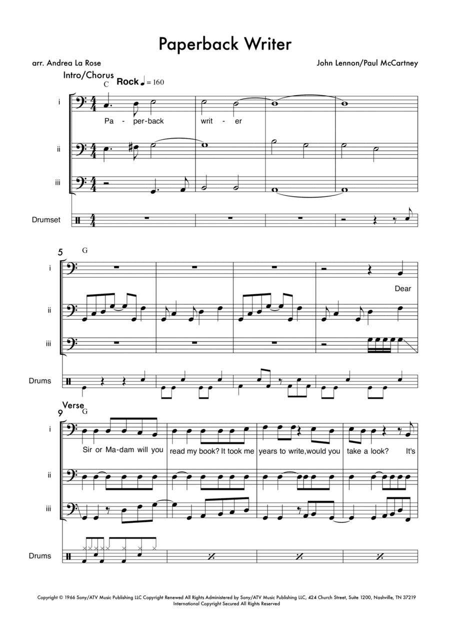Paperback Writer (arr. Andrea La Rose)
