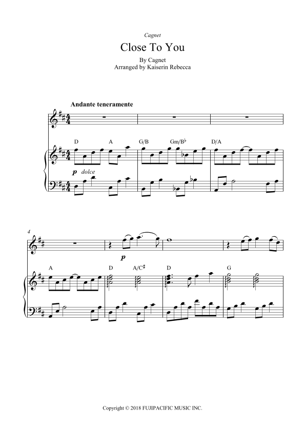 Close To You (arr. Kaiserin Rebecca)