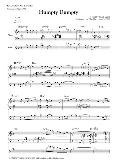 Humpty Dumpty - Score Only (arr. Popnroll 1976)