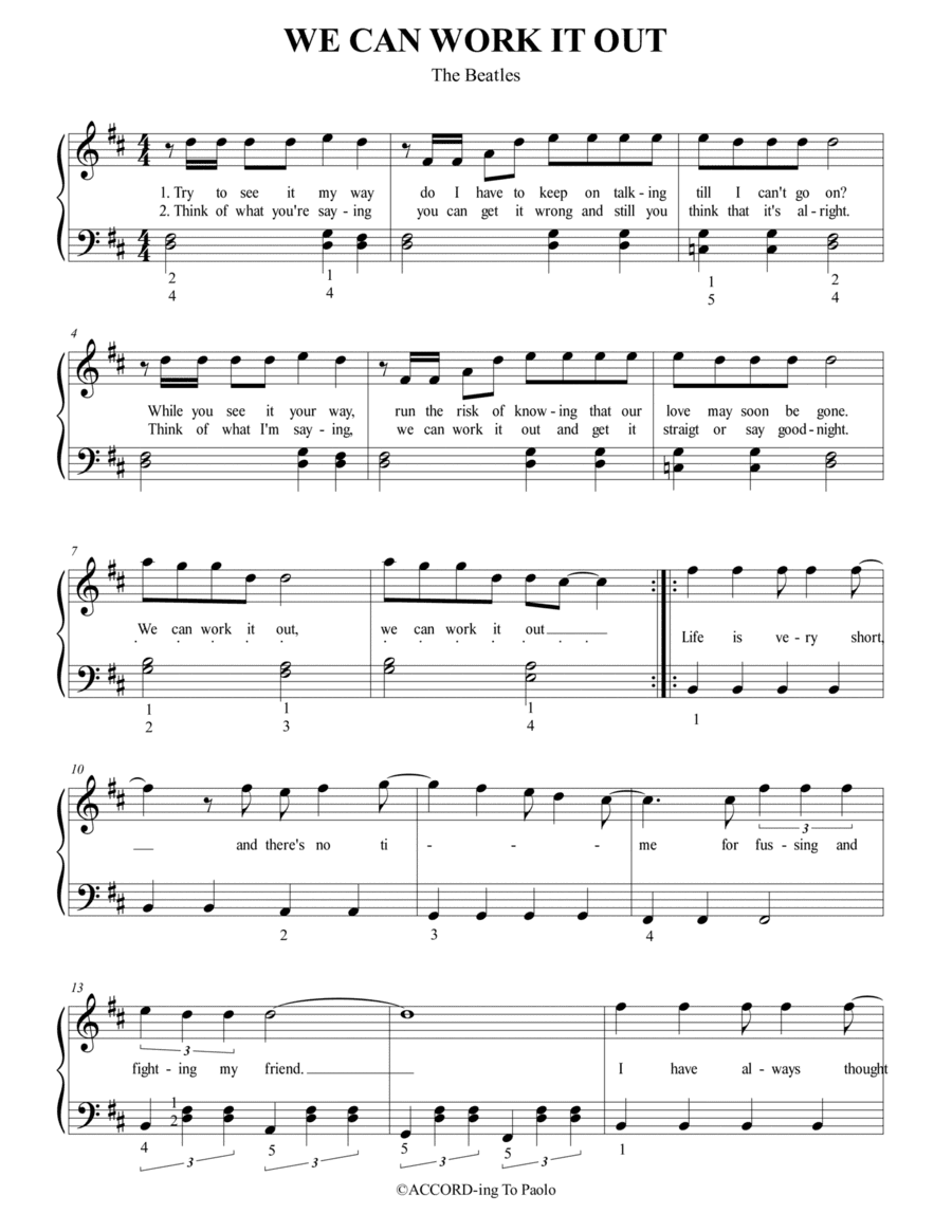 We Can Work It Out (arr. Paolo Campanari Brancondi)