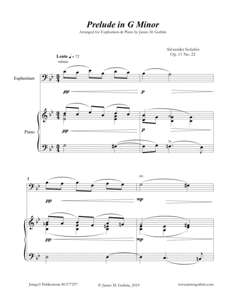Scriabin: Prelude in G Minor for Euphonium & Piano (arr. James M. Guthrie)