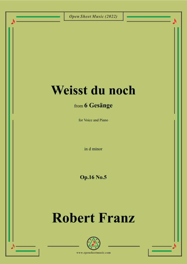Franz-Weisst du noch,in d minor,Op.16 No.5,from 6 Gesange (arr. OSM Press)
