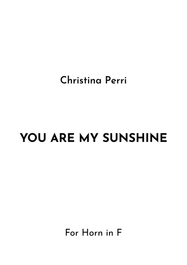 You Are My Sunshine (arr. Jireh J.)