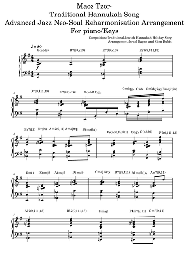 Hannukah Song - Maoz Tzur - Piano Jazz Reharmonisation (arr. Eden Rubin&Israel Dayan)