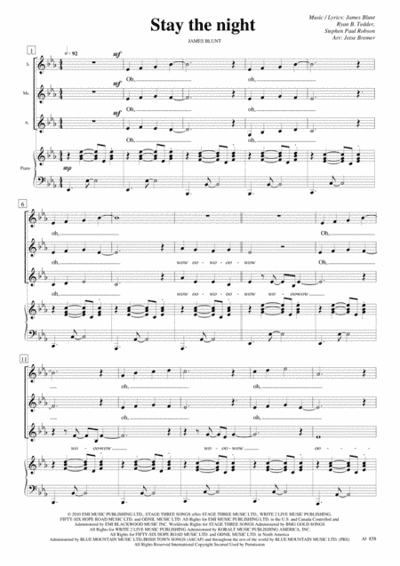 Stay The Night (arr. Jetse Bremer)