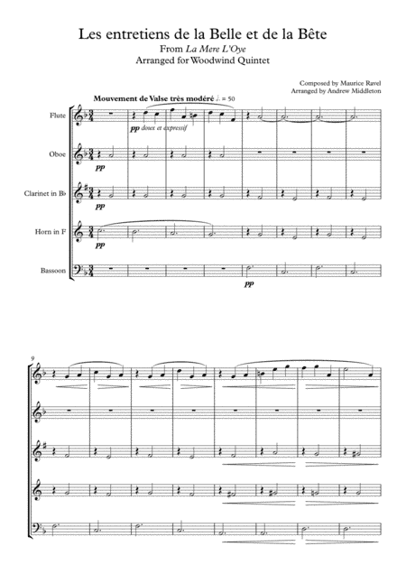 Conversations Between Beauty and Beast arranged for Woodwind Quintet (arr. Andrew Middleton)