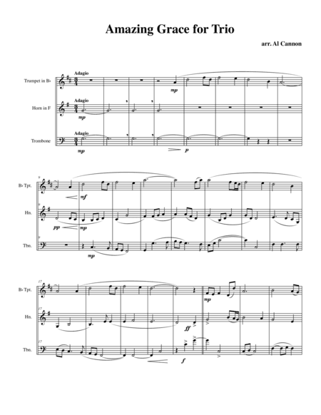 Amazing Grace for Brass Trio (arr. Al Cannon)