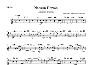 Nessun Dorma (Puccini) - Easy Arrangement (arr. Fabio Eduardo de Oliveira)