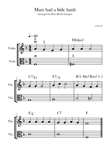 Mary had a little lamb (arr. Davi Rocha Campos)