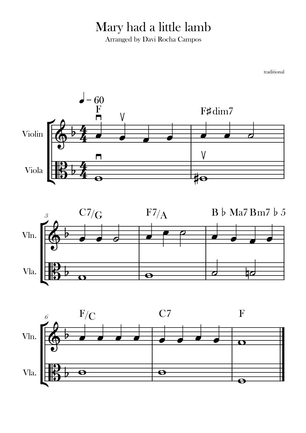 Mary had a little lamb (arr. Davi Rocha Campos)