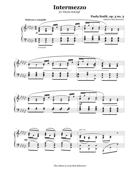 Intermezzo, op. 3 no. 3  (Paula Szalit) (arr. Edited by Rick Robertson)