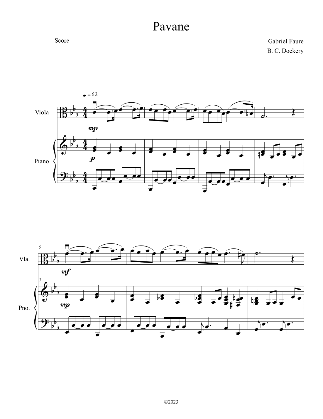 Pavane (Viola Solo with Piano Accompaniment) (arr. B. C. Dockery)