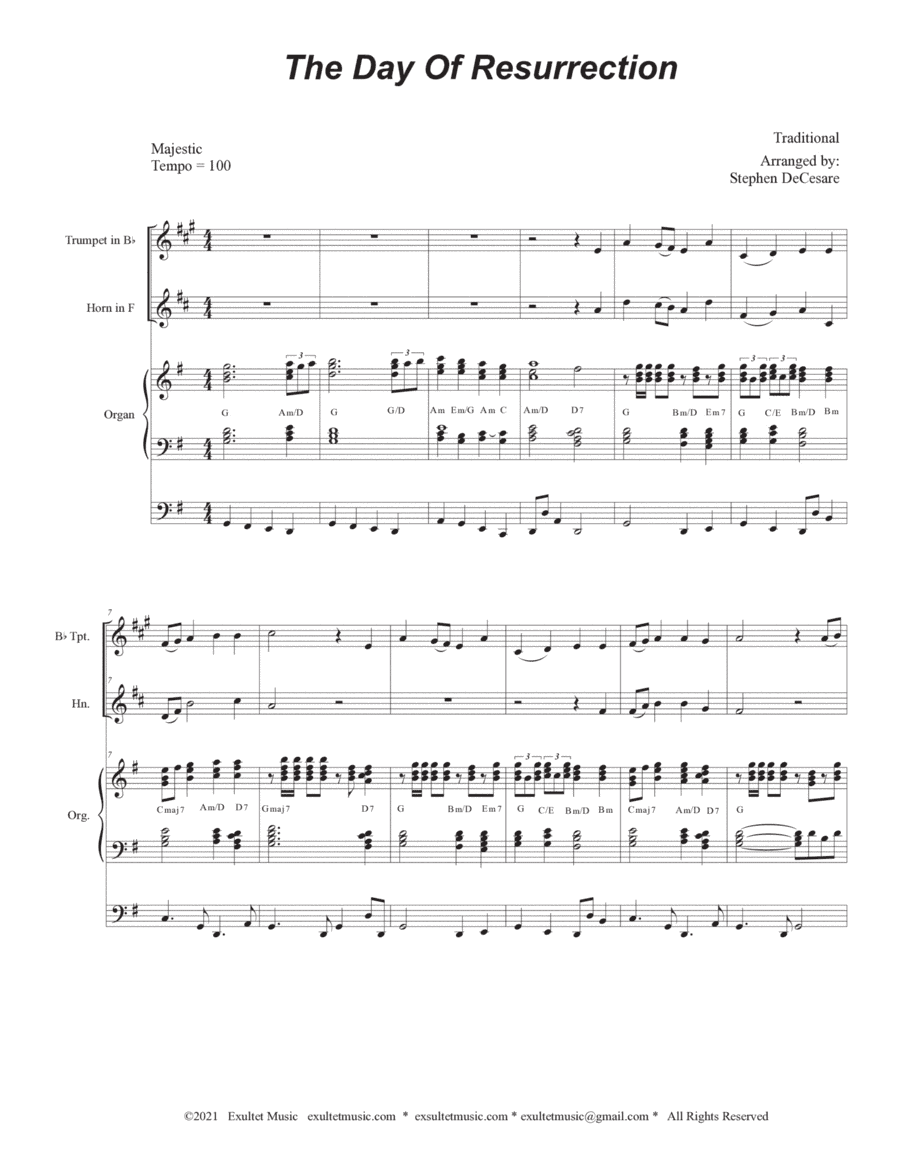 The Day Of Resurrection (Duet for Bb-Trumpet and French Horn - Organ Accompaniment) (arr. Stephen DeCesare)