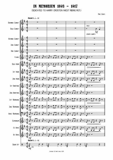 In Memorium 1893 - 1917 - a eulogy for brass band