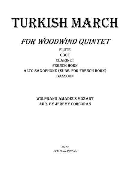 Turkish March for Woodwind Quintet (arr. Jeremy Corcoran)