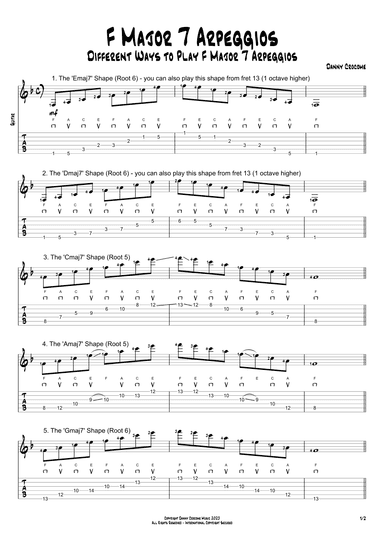 F Major 7 Arpeggios (5 Ways to Play)