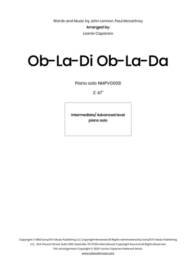 Ob-la-di, Ob-la-da (arr. Leonie Capararo)