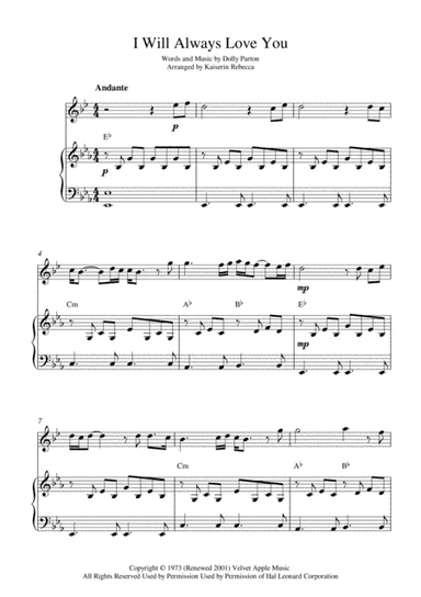 I Will Always Love You (arr. Kaiserin Rebecca)