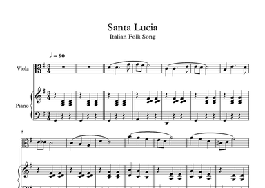 Santa Lucia - Italian Folk Song (Viola + Piano) (arr. Digital Book Music)