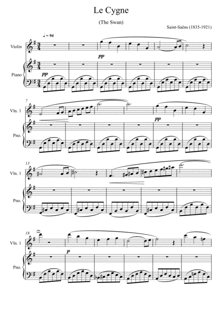 Camille Saint-Saëns - The Swan (Violin Solo) (arr. André Laitano)
