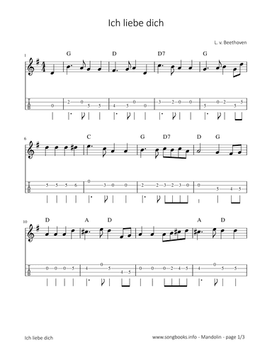 Ich liebe dich - L. v. Beethoven (arr. songbooks.info)