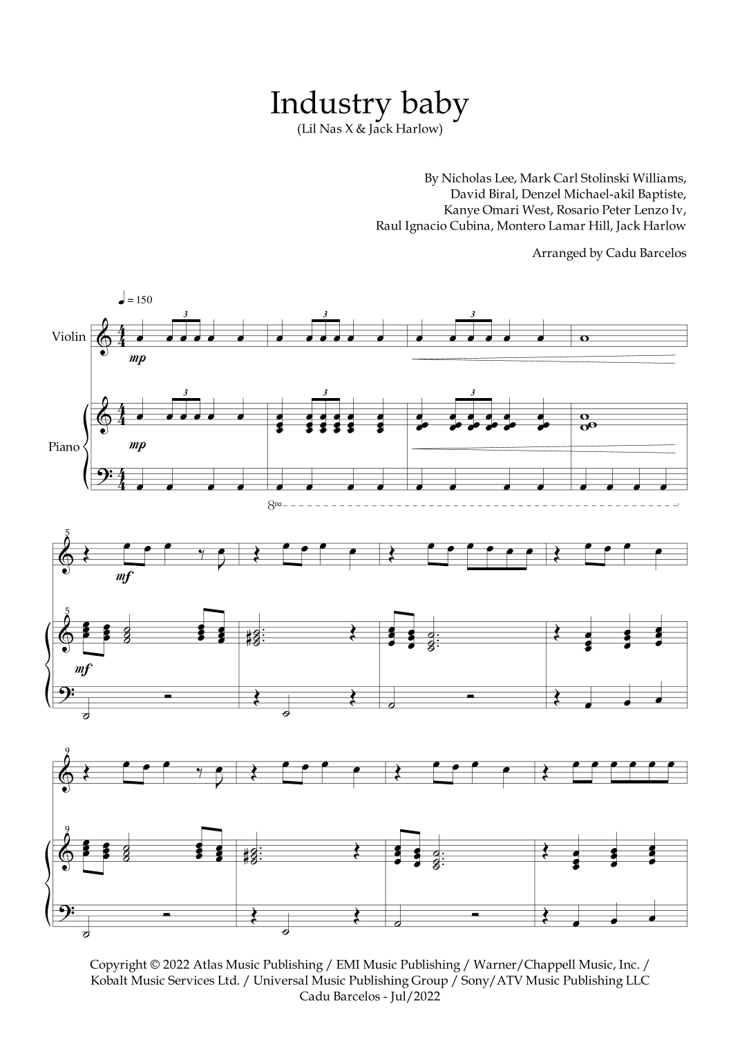 Industry Baby (arr. Cadu Barcelos)