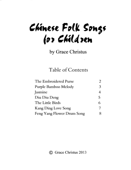Chinese Folk Songs for Children (arr. Grace Christus)