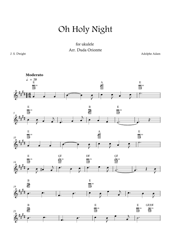 Oh Holy Night (E major - TABS - no lyrics) (arr. Duda Oriontte)