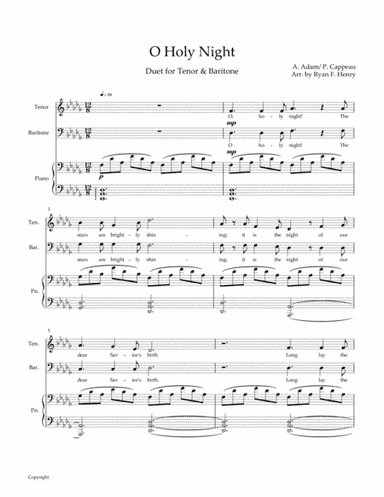 O Holy Night! (Tenor & Baritone Duet) (Db Major) (arr. Ryan Frederick Henry)