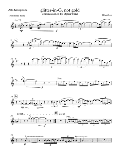 glitter-in-G, not gold for Soprano Saxophone, Alto Saxophone and Piano - Alto Saxophone Part