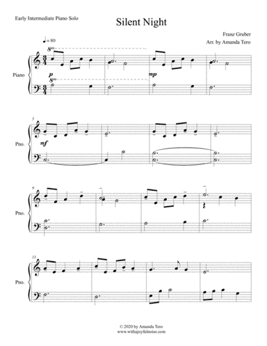 Silent Night for early intermediate pianist (arr. Amanda Tero)