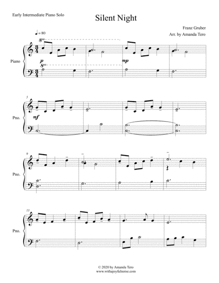Silent Night for early intermediate pianist (arr. Amanda Tero)