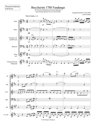 Boccherini 1788 Fanfango for Woodwind Quintet Score and Parts (arr. Rainer's Rainbow)