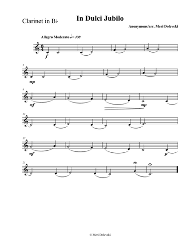 In Dulci Jubilo: clarinet/piano (arr. Meri Dolevski)
