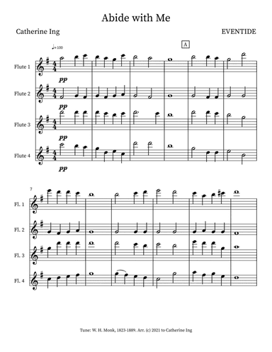 Abide With Me - Flute Quartet (arr. Catherine Ing)