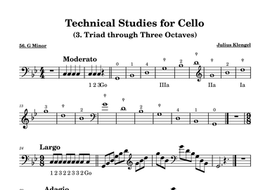 Technical Studies for Cello - G Minor (Triad through Three Octaves) (arr. Chamna Mao)
