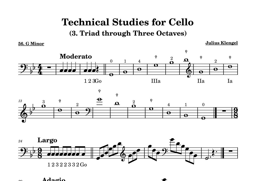 Technical Studies for Cello - G Minor (Triad through Three Octaves) (arr. Chamna Mao)