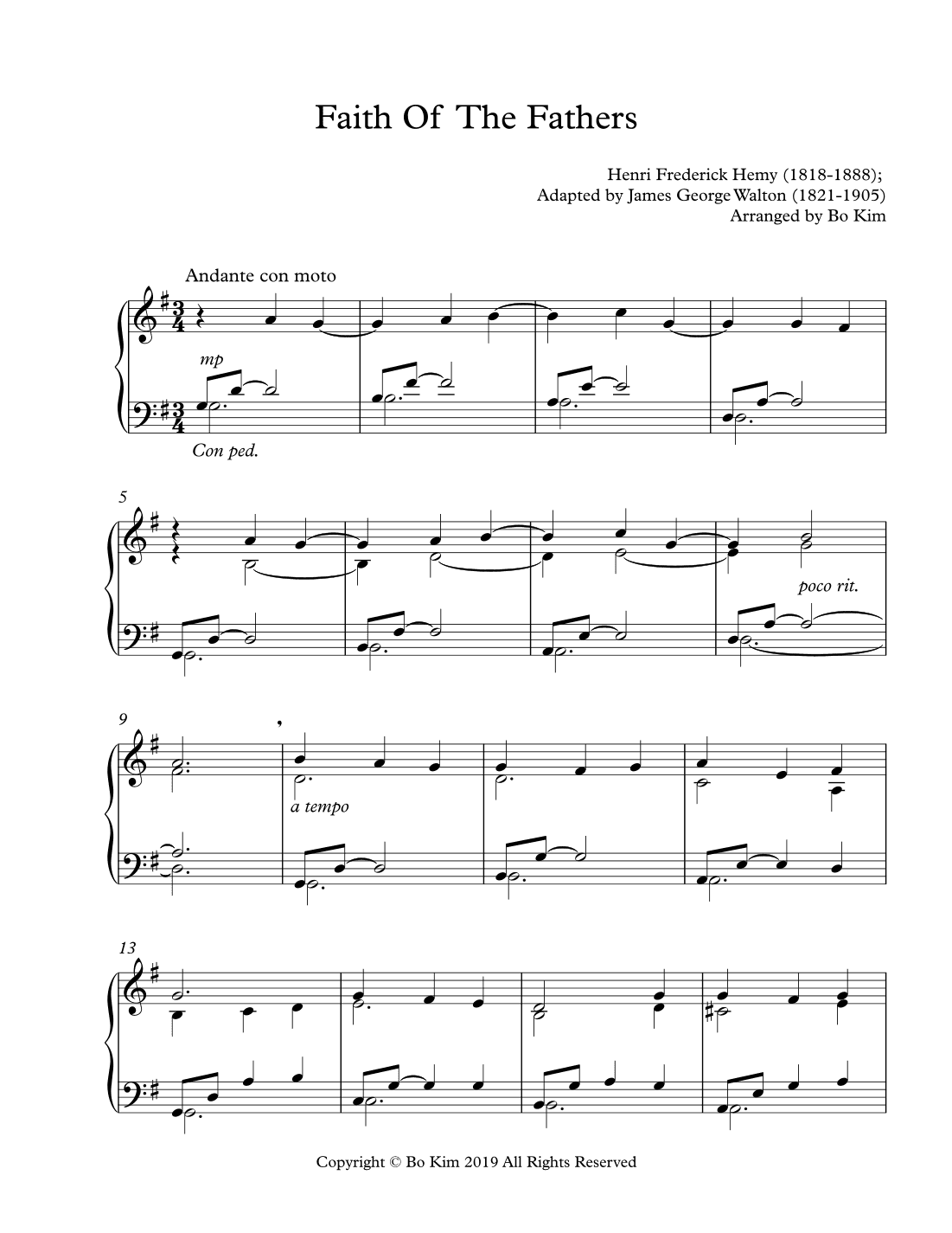 Faith of The Fathers (A.K.A. Faith of The Martyrs) (arr. Bo Kim, 2019)